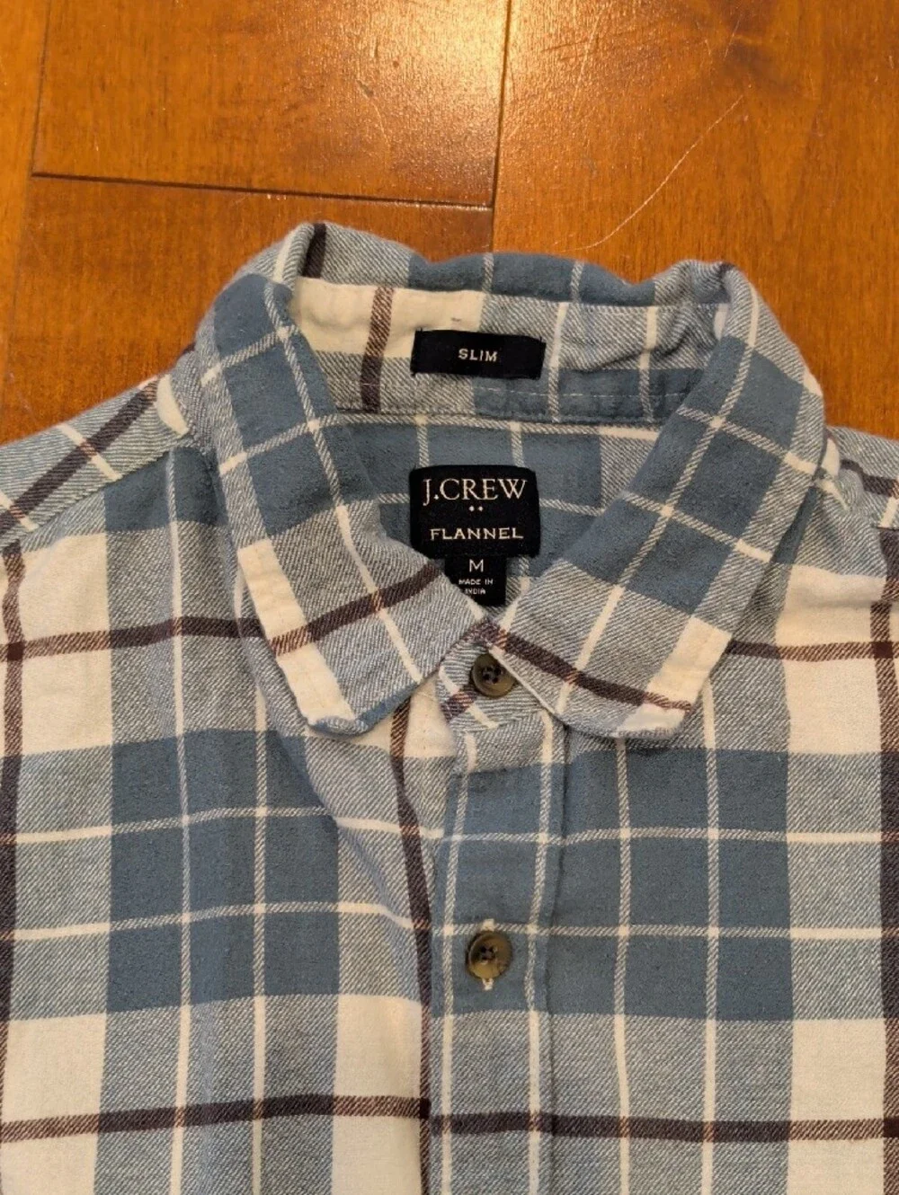 J. Crew Light Blue and White Plaid Button-Down Shirt